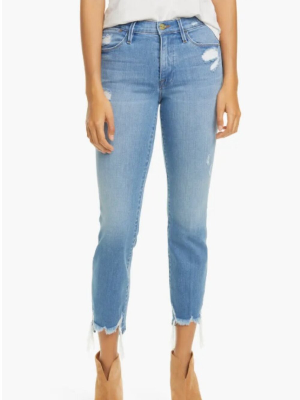 Frame Le High Ripped Straight Leg Jeans - Size 31